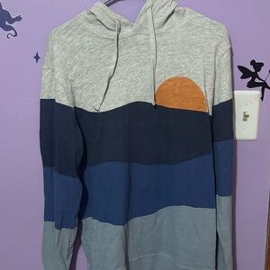 Faherty  Hooded Sweatshirt with Sunset Graphic - Gray, Navy, Blue, Orange